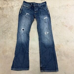 Justin BKE Denim Men's Bootcut Jeans Distressed Blue Wash 30L Fly 30x32